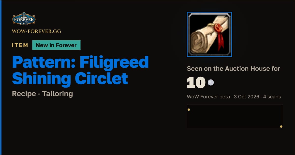 The preview card for Pattern: Filigreed Shining Circlet