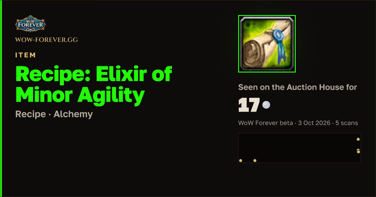 The preview card for Recipe: Elixir of Minor Agility