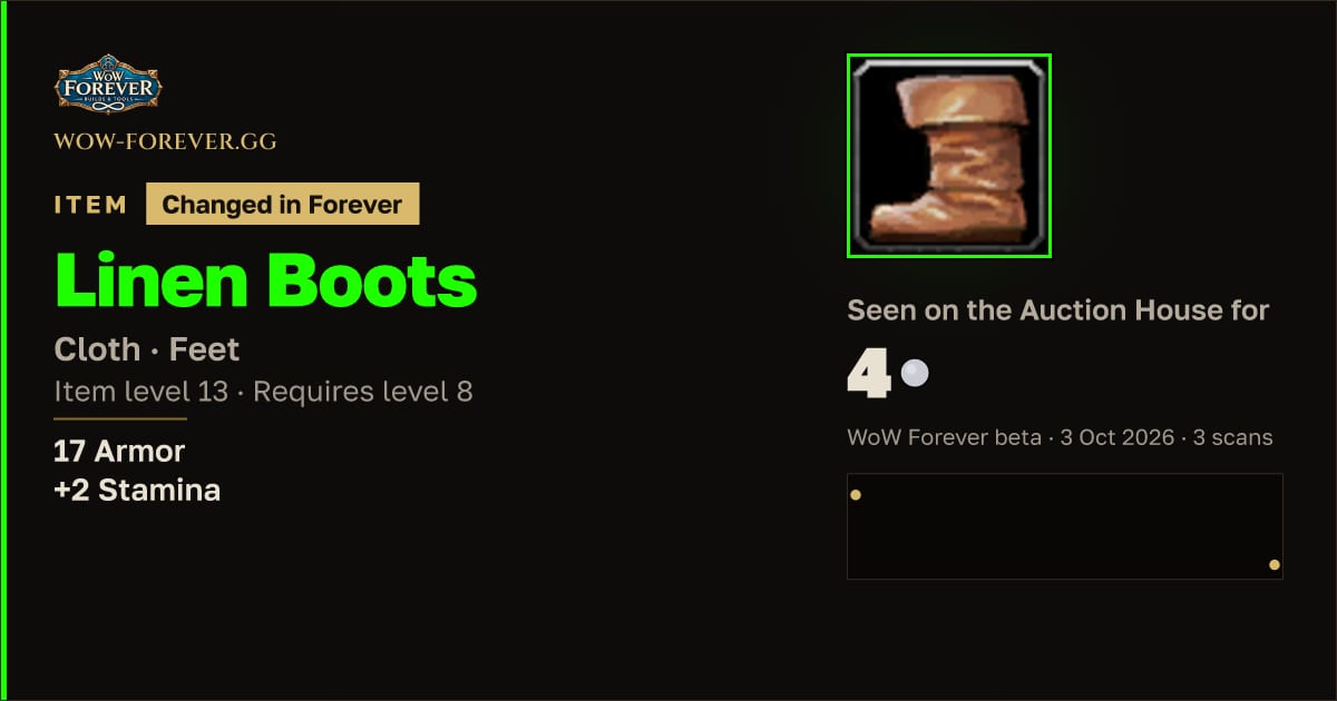The preview card for Linen Boots