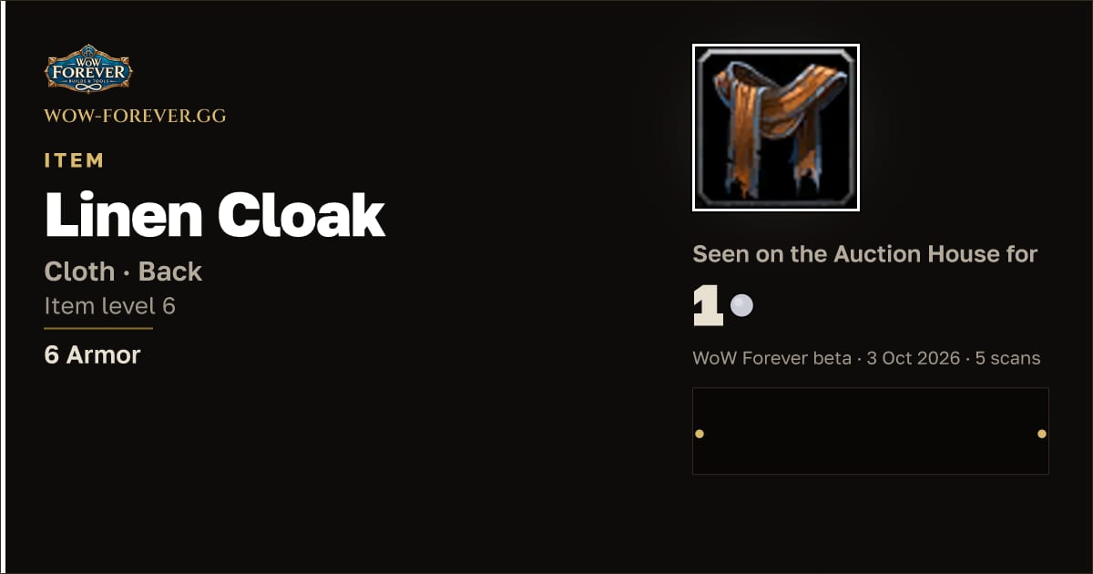 The preview card for Linen Cloak