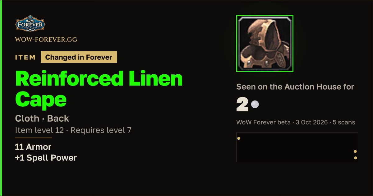 The preview card for Reinforced Linen Cape