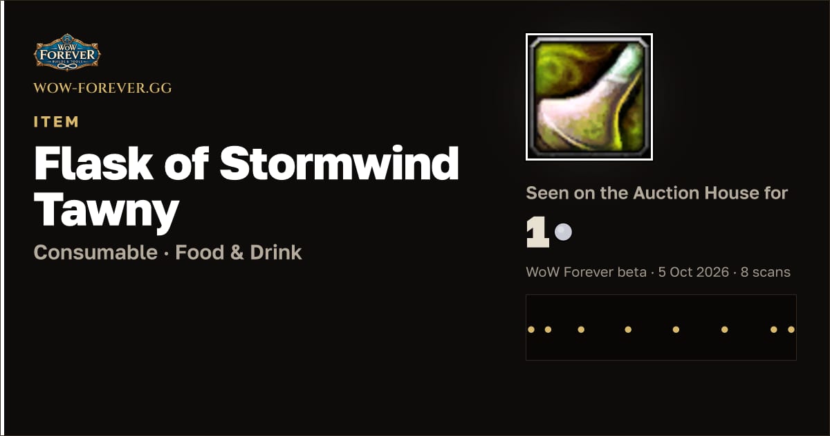 The preview card for Flask of Stormwind Tawny