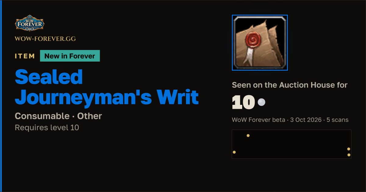 The preview card for Sealed Journeyman's Writ