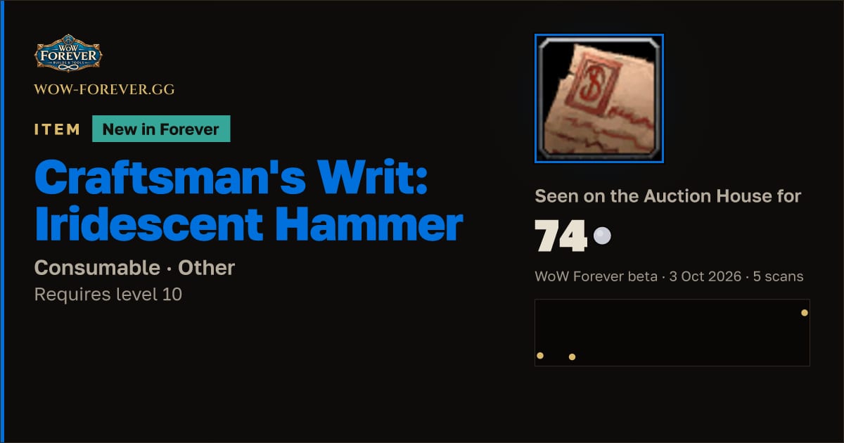 The preview card for Craftsman's Writ: Iridescent Hammer