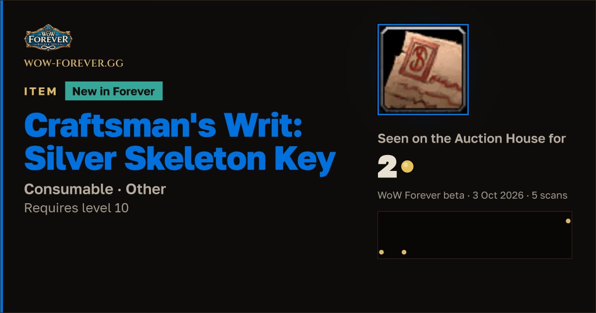 The preview card for Craftsman's Writ: Silver Skeleton Key