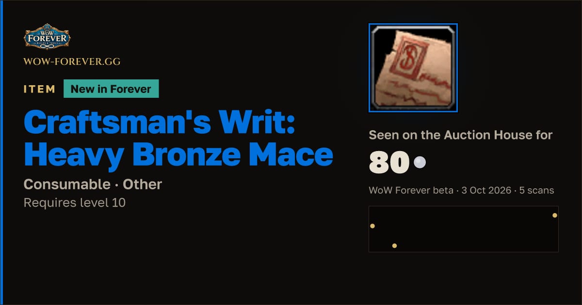 The preview card for Craftsman's Writ: Heavy Bronze Mace