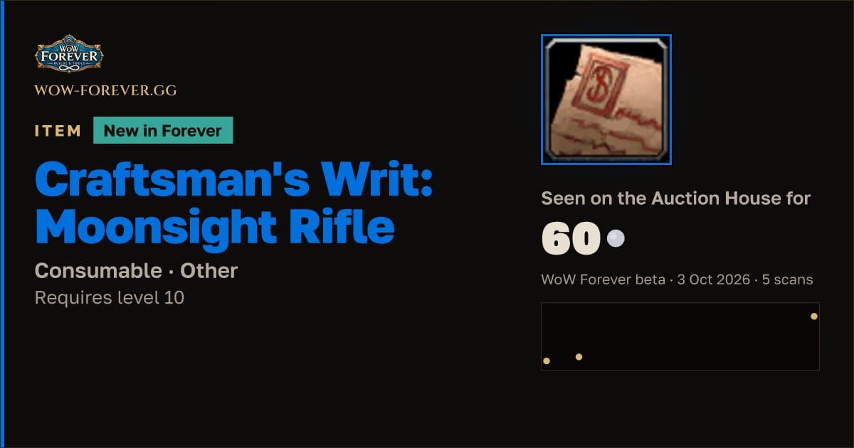 The preview card for Craftsman's Writ: Moonsight Rifle