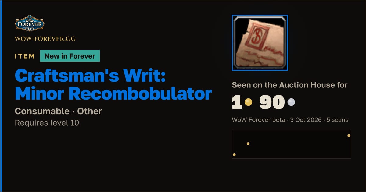 The preview card for Craftsman's Writ: Minor Recombobulator