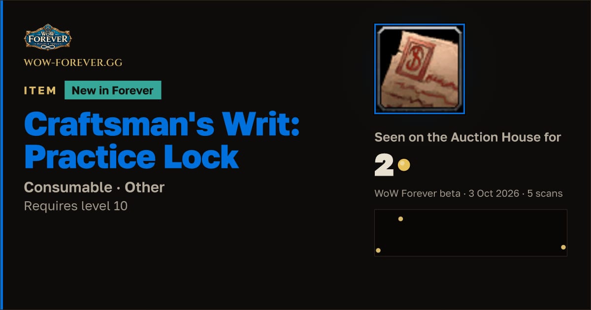 The preview card for Craftsman's Writ: Practice Lock