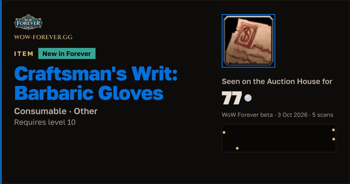 The preview card for Craftsman's Writ: Barbaric Gloves