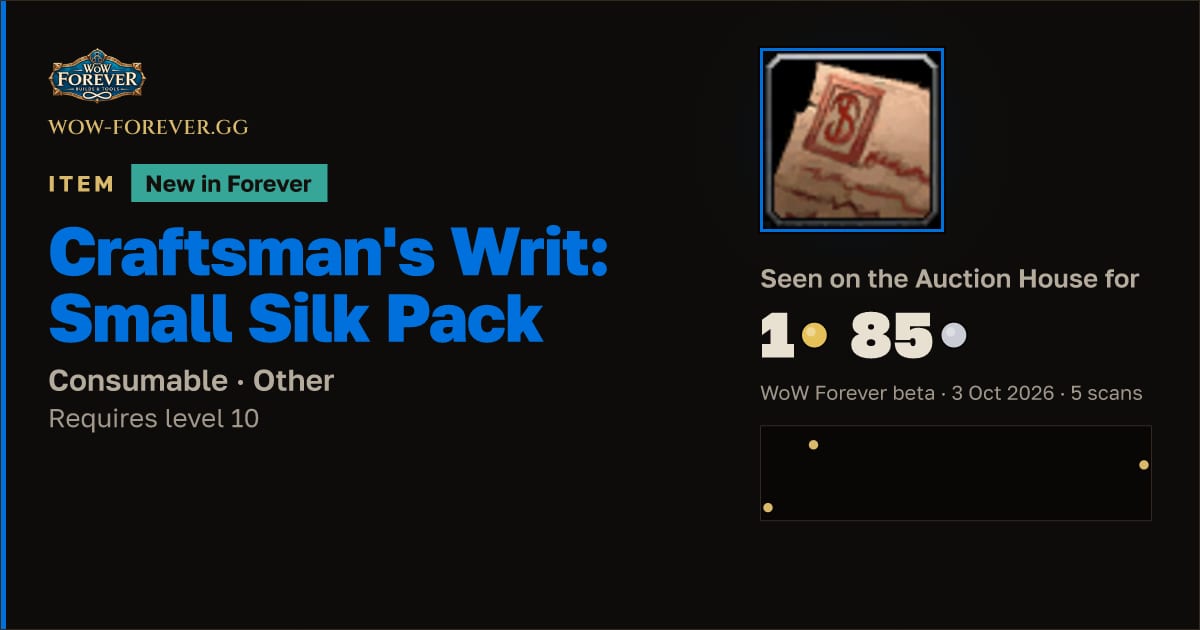 The preview card for Craftsman's Writ: Small Silk Pack