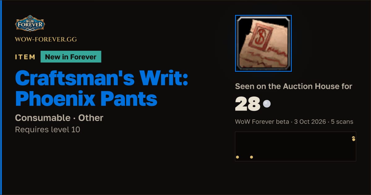 The preview card for Craftsman's Writ: Phoenix Pants
