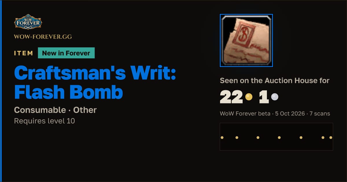 The preview card for Craftsman's Writ: Flash Bomb