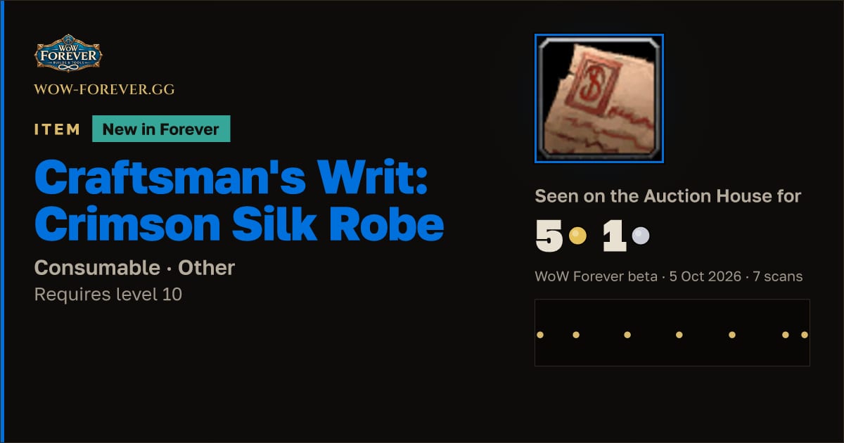 The preview card for Craftsman's Writ: Crimson Silk Robe