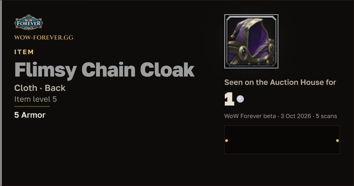 The preview card for Flimsy Chain Cloak