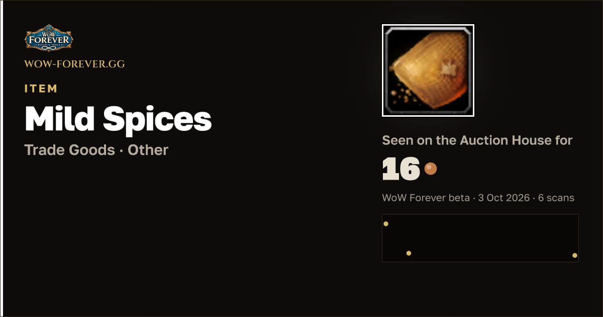 The preview card for Mild Spices