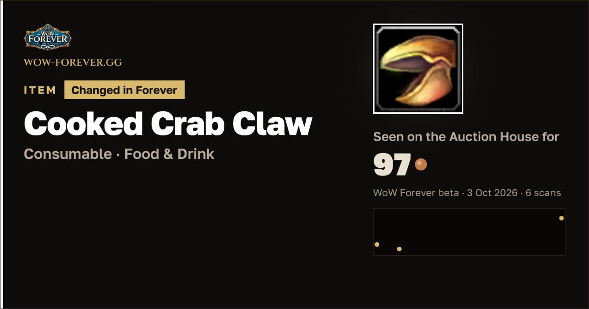 The preview card for Cooked Crab Claw