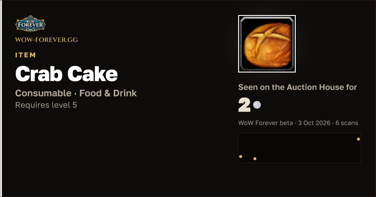 The preview card for Crab Cake