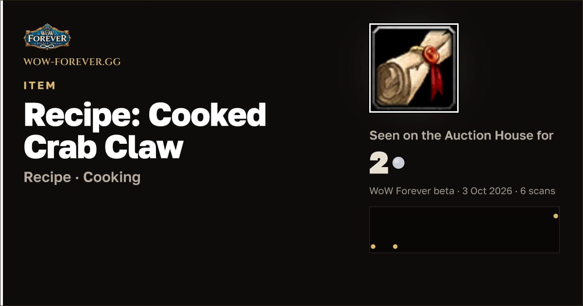 The preview card for Recipe: Cooked Crab Claw