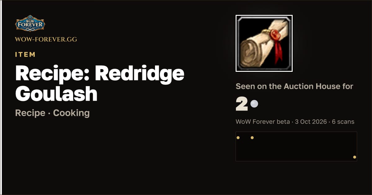 The preview card for Recipe: Redridge Goulash