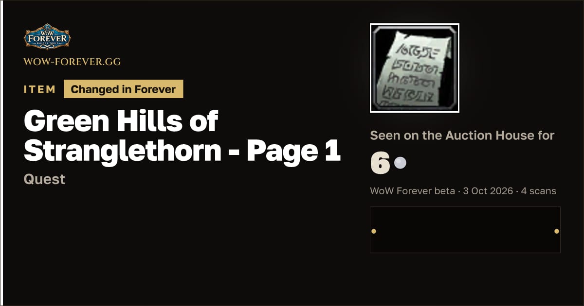 The preview card for Green Hills of Stranglethorn - Page 1
