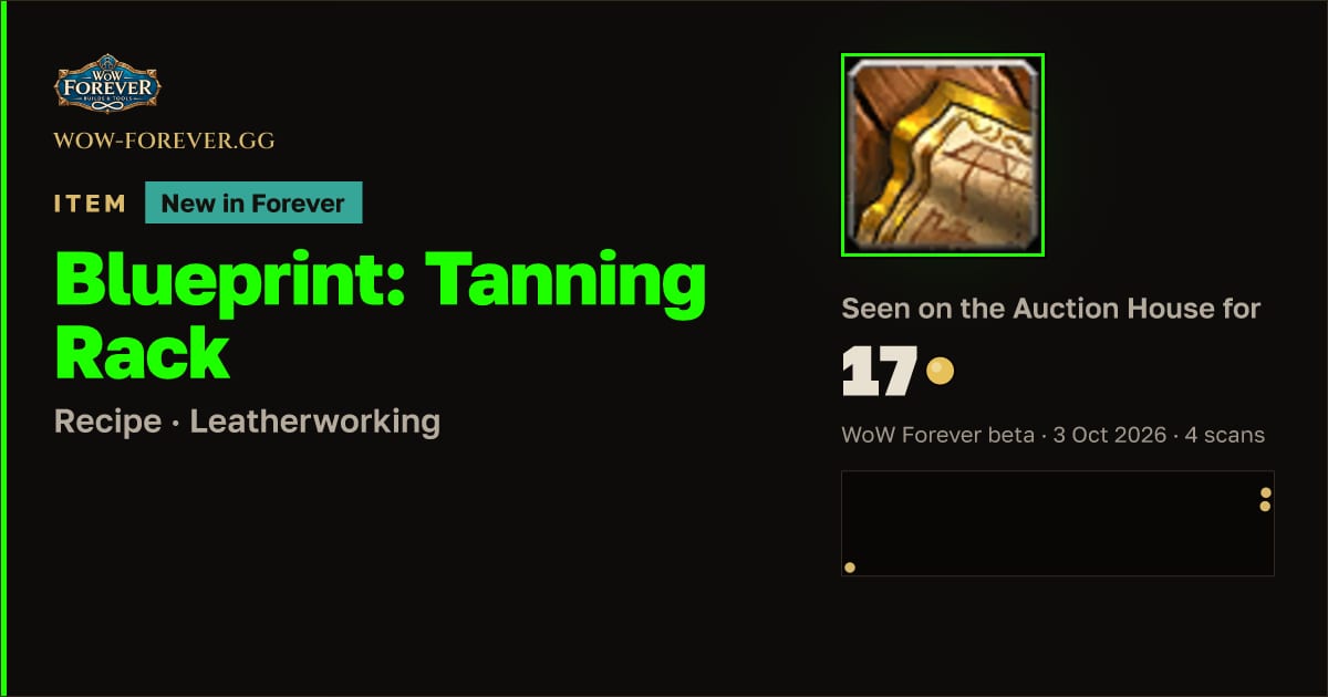 The preview card for Blueprint: Tanning Rack