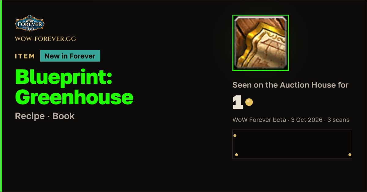 The preview card for Blueprint: Greenhouse