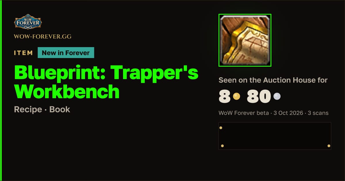 The preview card for Blueprint: Trapper's Workbench