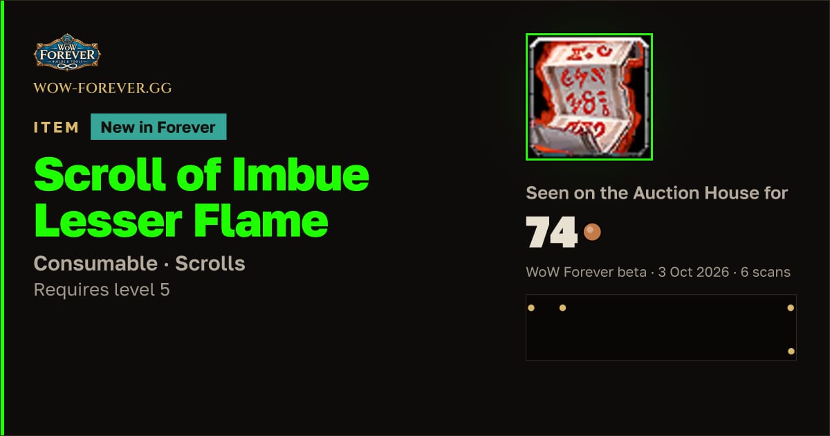 The preview card for Scroll of Imbue Lesser Flame