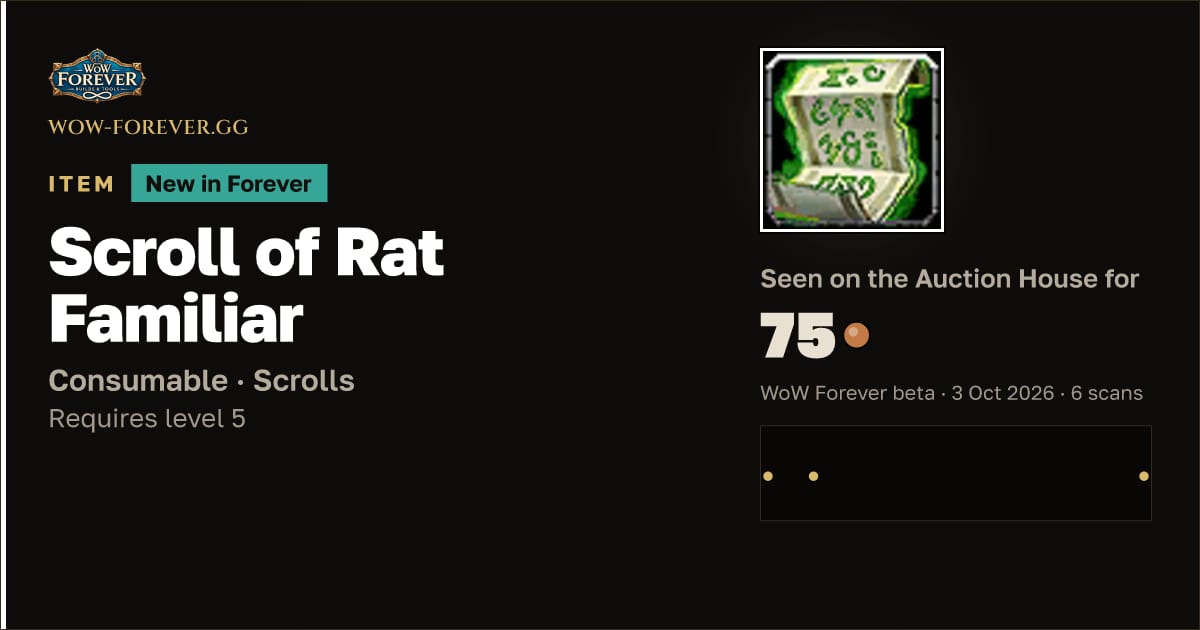 The preview card for Scroll of Rat Familiar