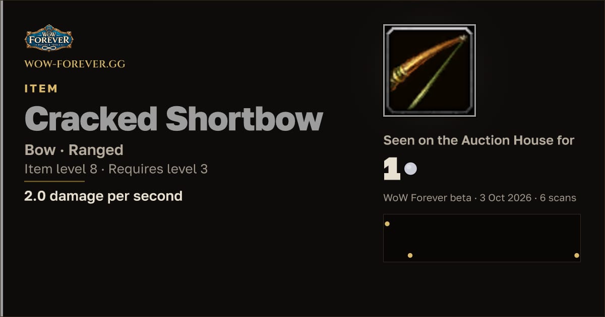 The preview card for Cracked Shortbow