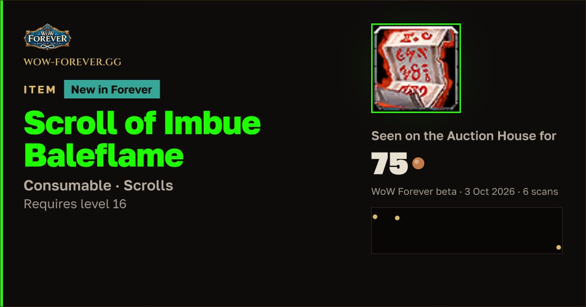 The preview card for Scroll of Imbue Baleflame