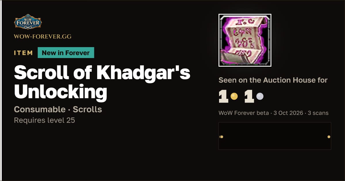 The preview card for Scroll of Khadgar's Unlocking