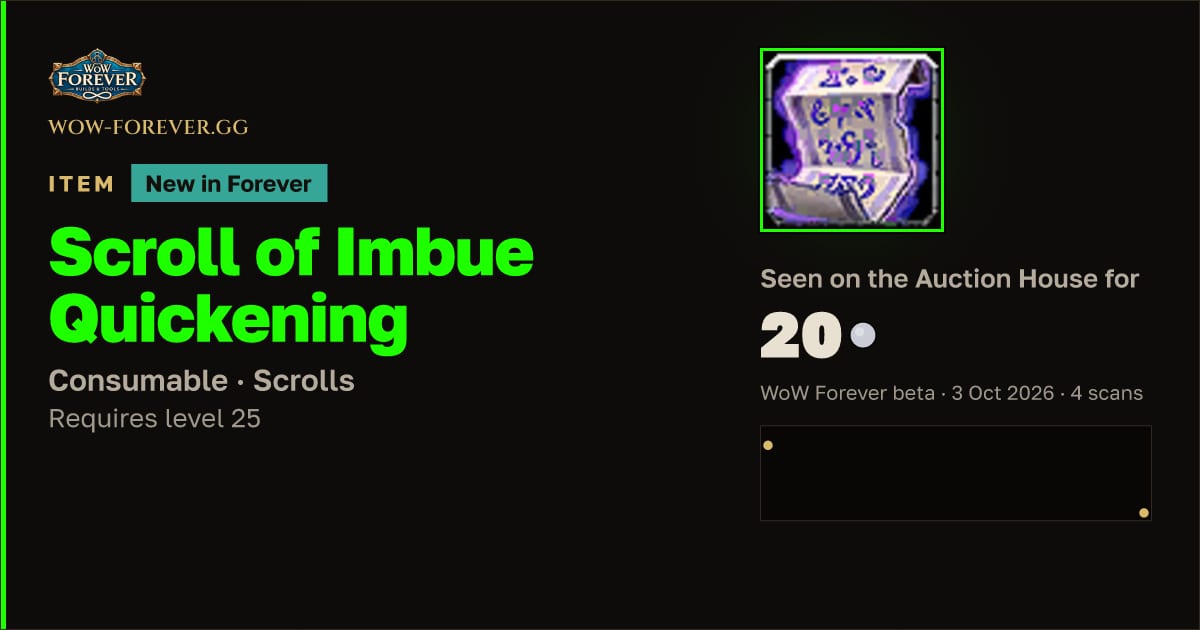 The preview card for Scroll of Imbue Quickening