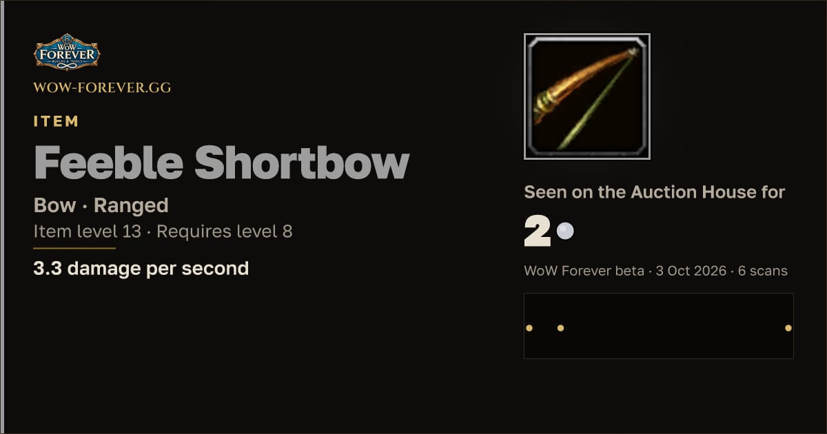 The preview card for Feeble Shortbow