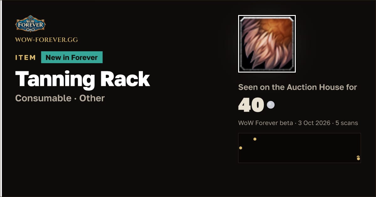 The preview card for Tanning Rack