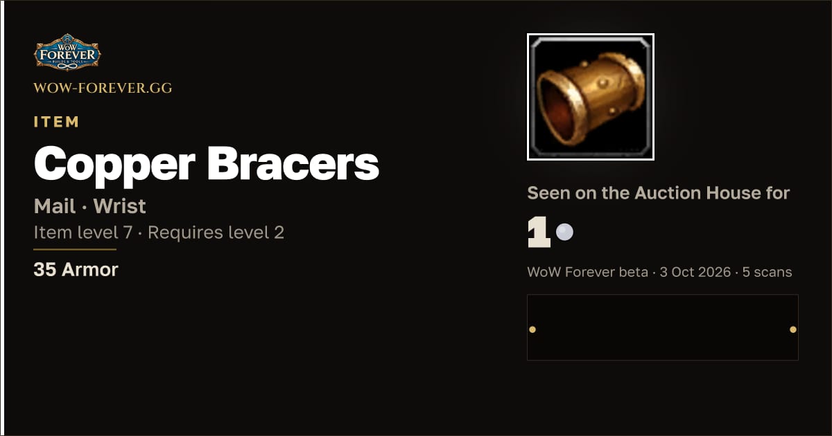 The preview card for Copper Bracers