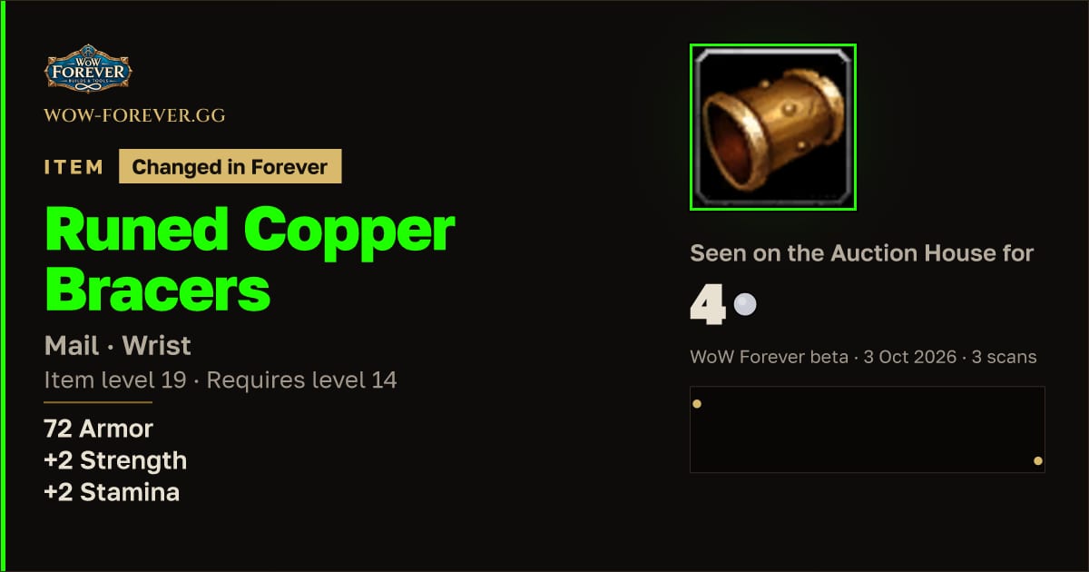 The preview card for Runed Copper Bracers
