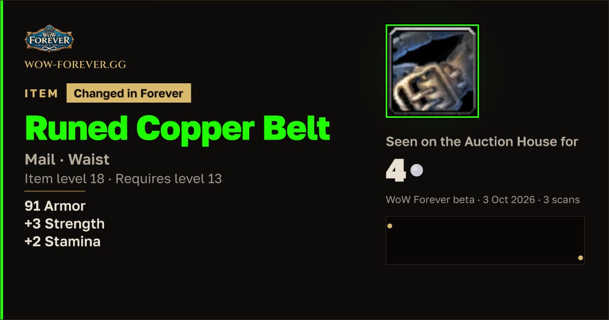 The preview card for Runed Copper Belt
