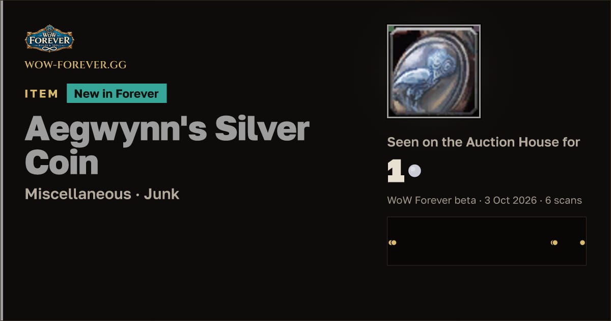 The preview card for Aegwynn's Silver Coin
