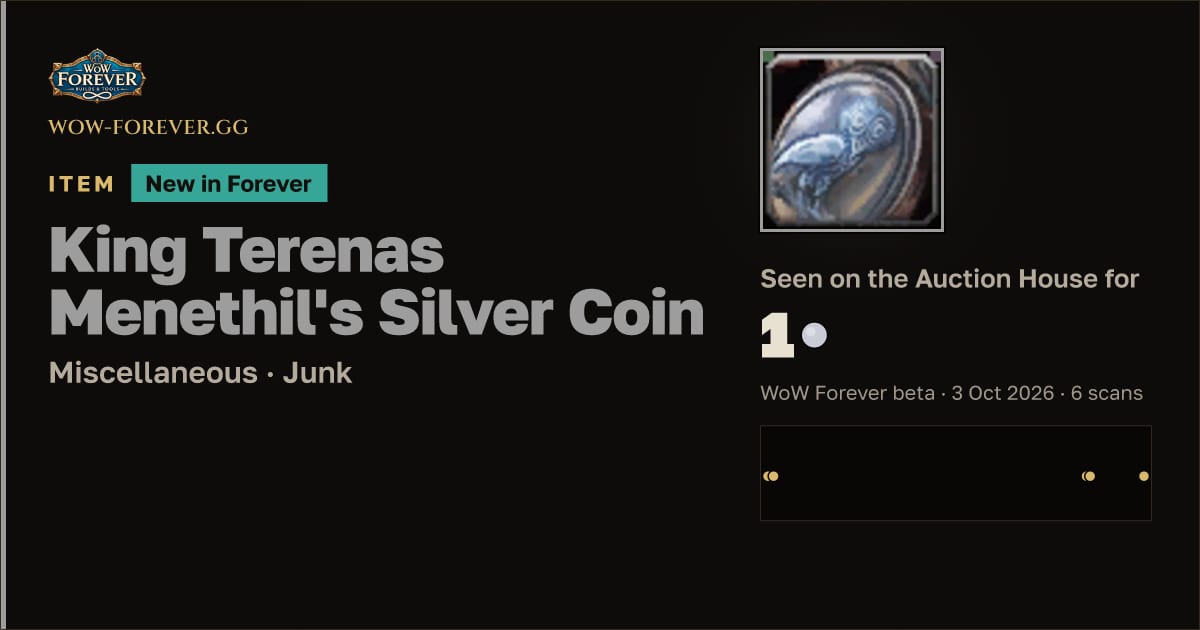 The preview card for King Terenas Menethil's Silver Coin