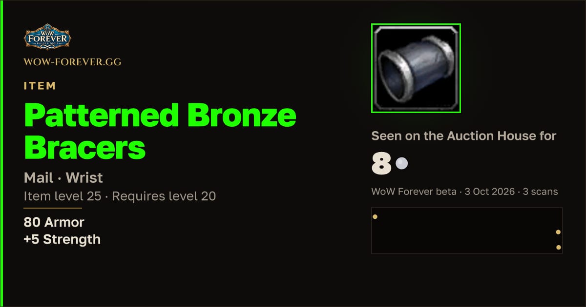 The preview card for Patterned Bronze Bracers