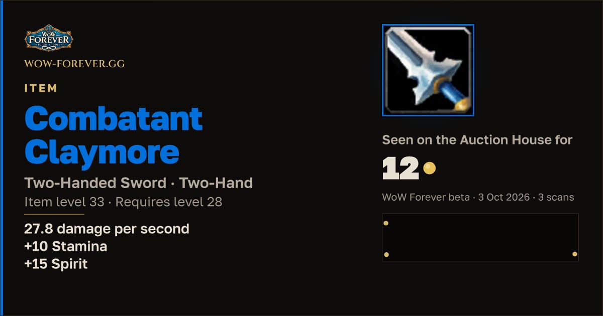 The preview card for Combatant Claymore