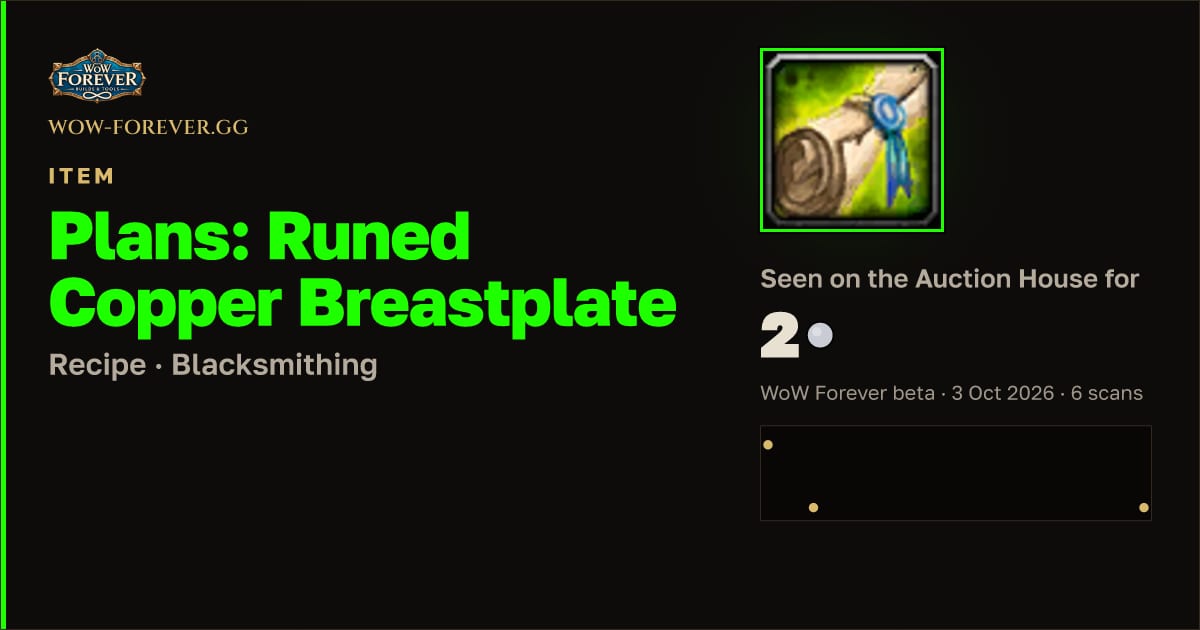 The preview card for Plans: Runed Copper Breastplate