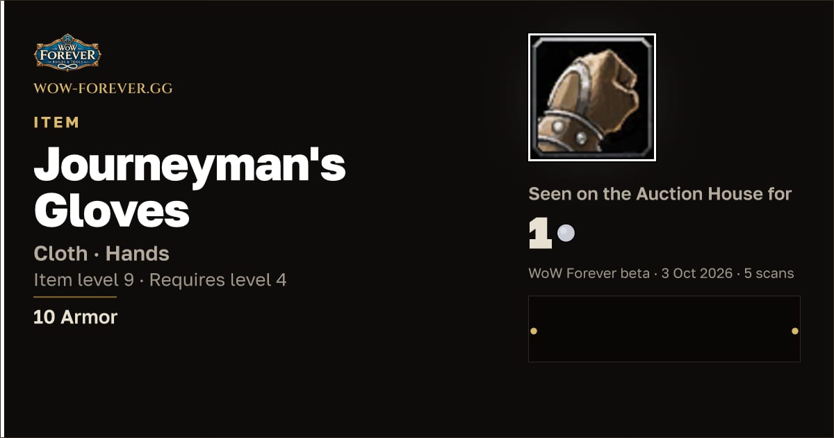 The preview card for Journeyman's Gloves