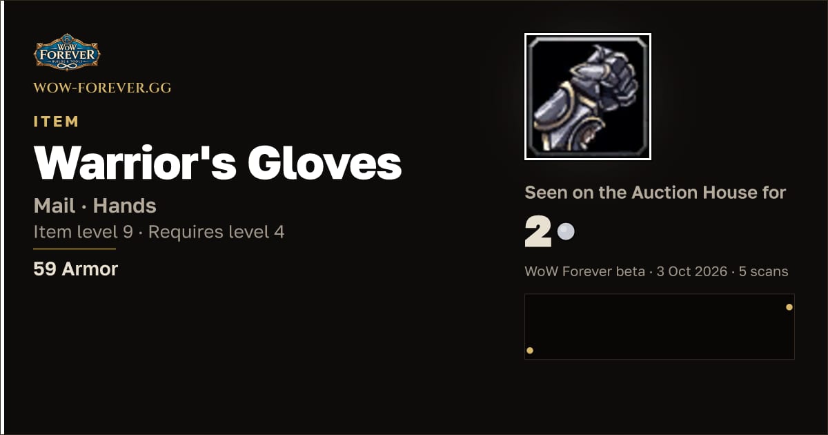 The preview card for Warrior's Gloves