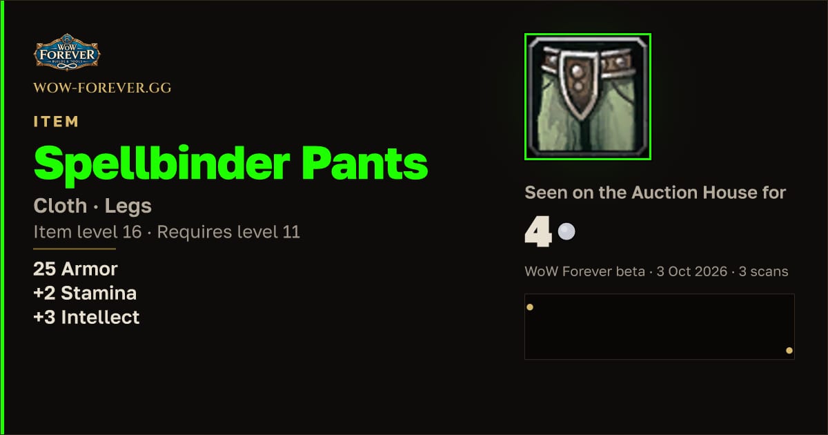 The preview card for Spellbinder Pants
