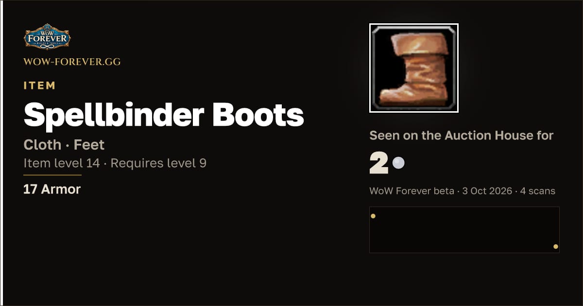 The preview card for Spellbinder Boots