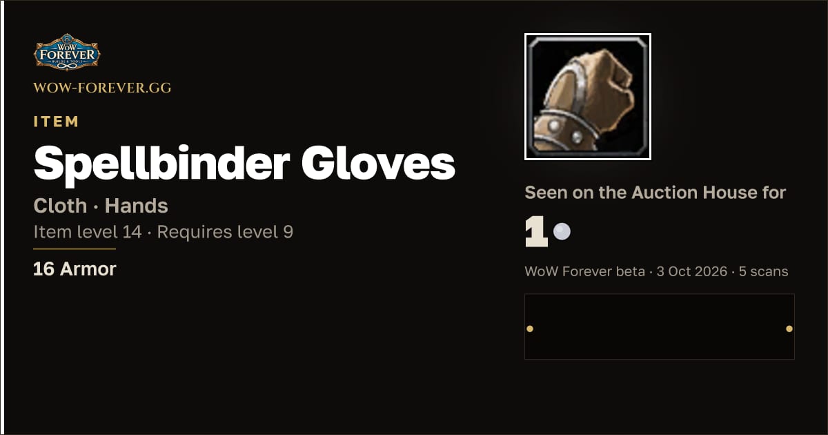 The preview card for Spellbinder Gloves