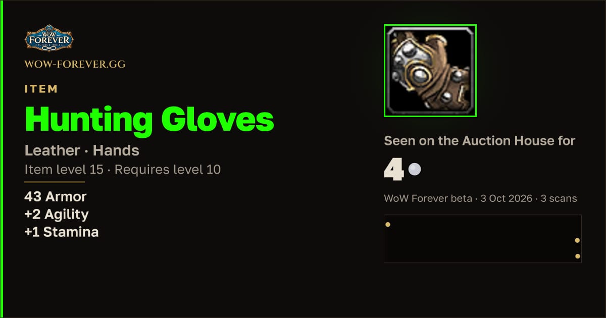 The preview card for Hunting Gloves
